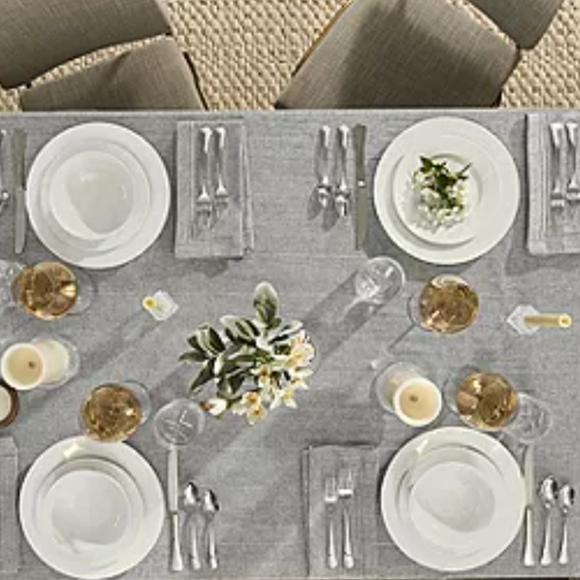 Fieldcrest Luxury Cotton Linen Harringbone Tablecloth 60 x 102 Dark Gray - Picture 3 of 8